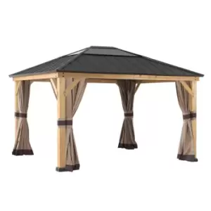 Image of Sunjoy Curtain SOMA for Cedar wood Gazebo - 393cm x 452cm, Khaki