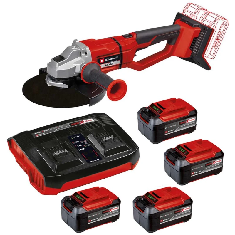 Image of Einhell Professional AXXIO 36/230 Q 36v Cordless Brushless Angle Grinder 230mm 4 x 5.2ah Li-ion Twin or Dual Battery Charger No Case AXXIO 36/230 Q