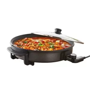 image of Quest 35410 30cm Multi-Function Electric Cooker Pan with Lid - Black