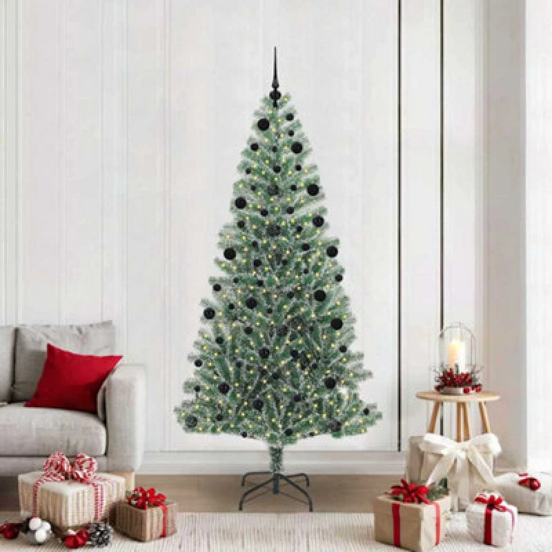Image of Vidaxl Artificial Christmas Tree Snow Flocked With LED Light 210 Cm