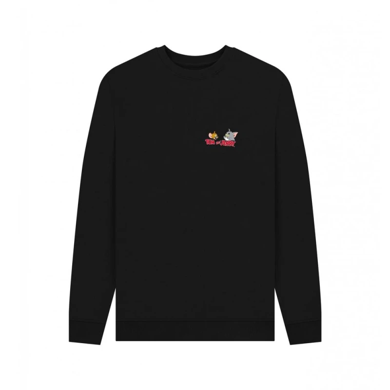 Image of Tom & Jerry Mens Classic Faces Sweatshirt in Black Size: Small Black Male S