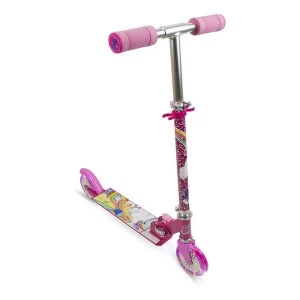 image of Barbie - Girls Dreamtopia Childrens Foldable Two-Wheel Inline Scooter with LED Wheels Girl (Pink)