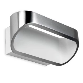 Image of Oval LED 1 Light Up & Down Small Wall Light White, Brushed Aluminium