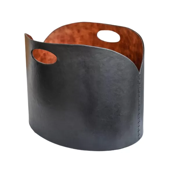 image of Black Faux Leather Log Bucket Black