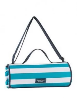 Image of Summerhouse By Navigate Coast Picnic Blanket - Aqua Stripe