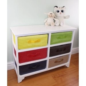 image of Multi Coloured 6 Drawer Storage Unit with Baskets