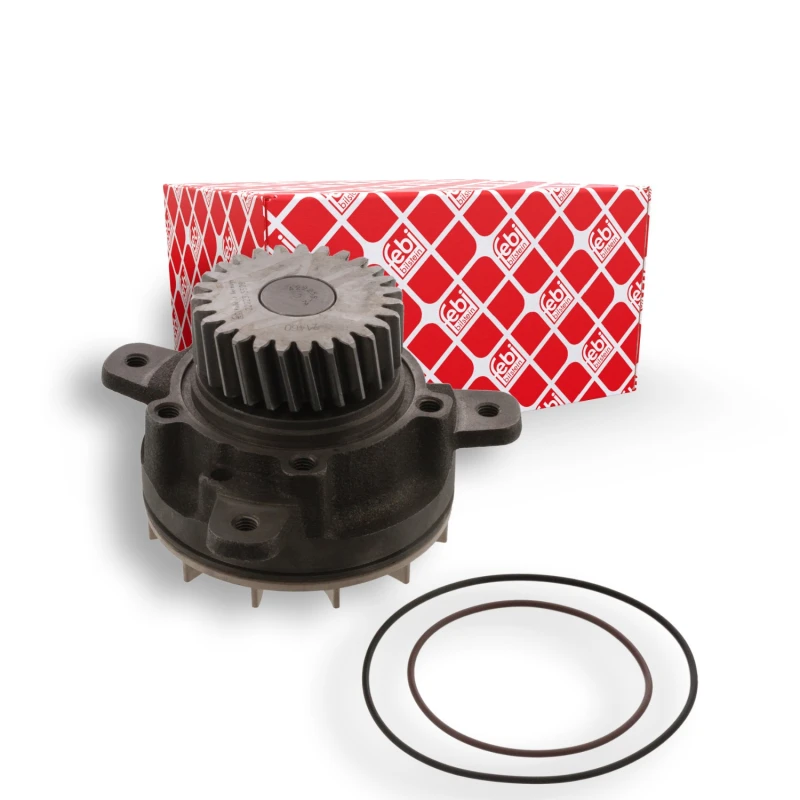 Image of FEBI BILSTEIN 22023 Water pump Number of Teeth: 27, Grey Cast Iron, with gear, with gaskets/seals Grey Cast Iron Water Pump (1260)