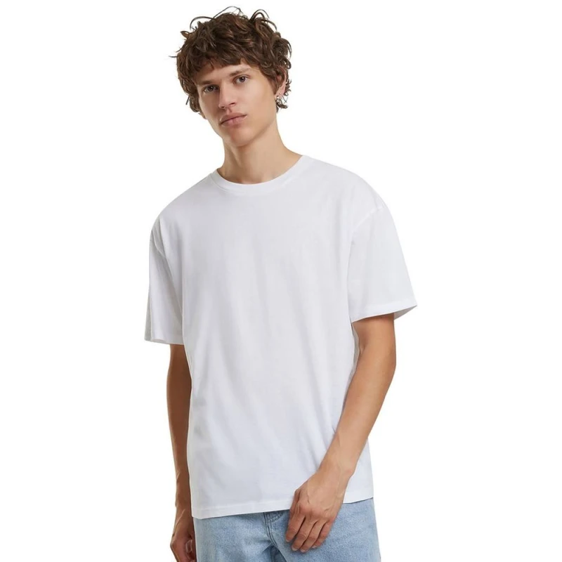 Image of Build Your Brand Mens Basic Light Loose T-Shirt in White Size: Large White Male L