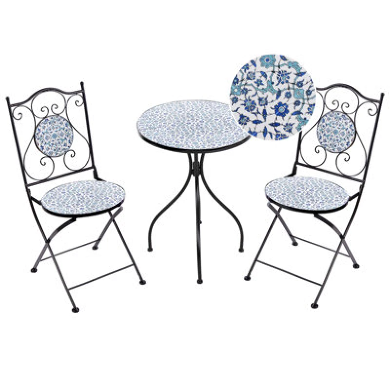 Image of Beliani Bistro Set Folding Chapeco Metal Black
