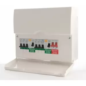 Image of Bg Electrical Cfudp16606-01 Consumer Unit 6 Way + 2 X Rcd + 6X Mcb