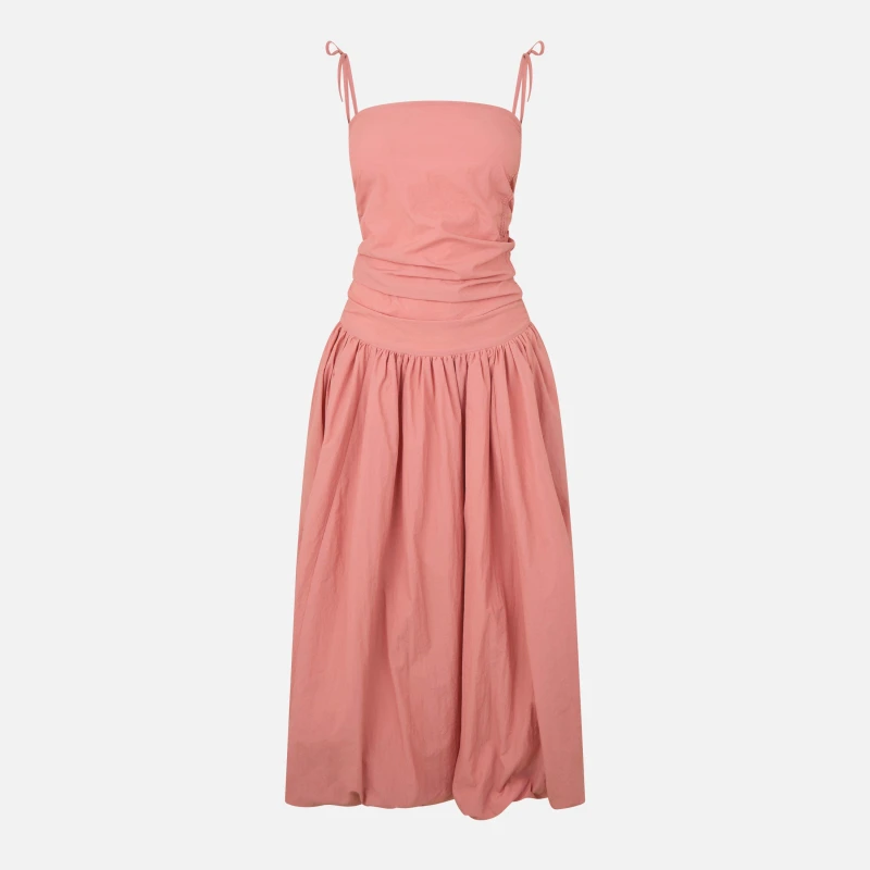 Image of AmyLynn Womens Alexa Puffball Fitted Bodice Peplum Dress Peach female 8 (S)