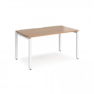 image of Adapt II Single Desk 1400mm x 800mm - White Frame Beech top