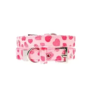 image of I Saw It First Pink Hearts Dog Collar And Lead Set - Pink