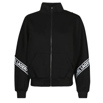 image of Karl Lagerfeld LOGOTAPEZIP-UPSWEATSHIRT womens Sweatshirt in Black - Sizes EU S,EU M,EU L,EU XS