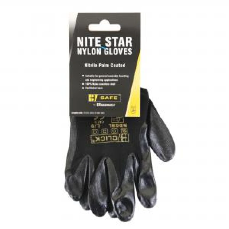 Image of Beeswift Nite Star Nylon Gloves 1 Pair Black Large BS053L