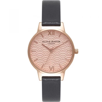 Image of Scalloped Rose Gold & Black Watch