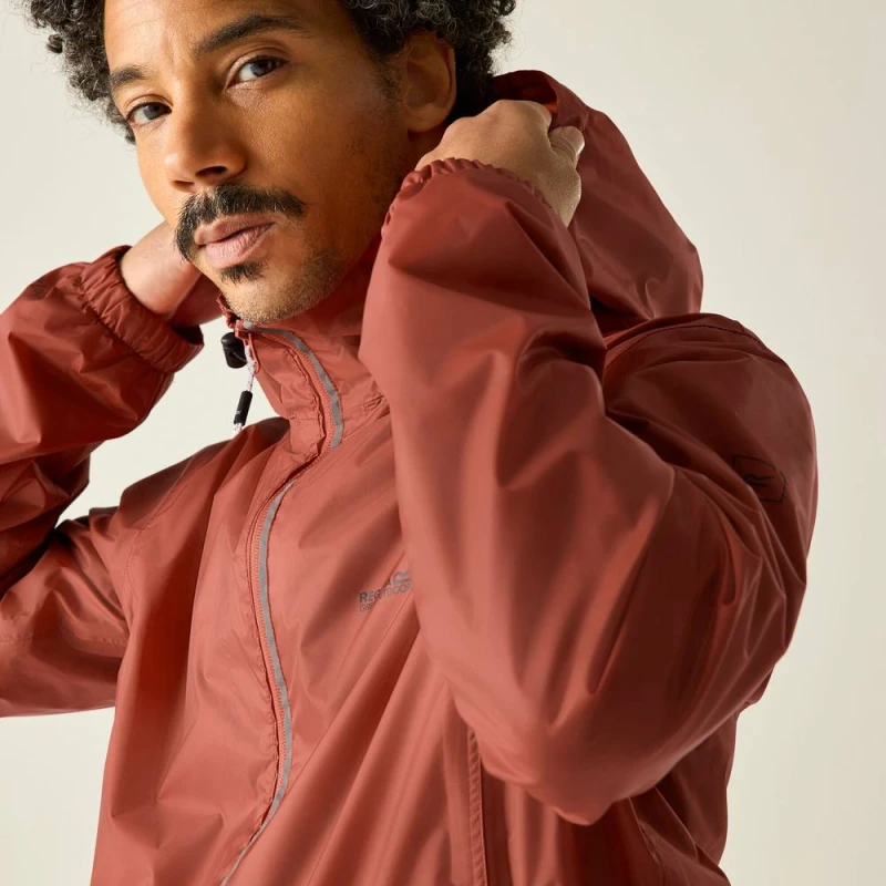 Image of Regatta Mens Lyle IV Waterproof Packaway Jacket in Terracotta Size: 2XL Terracotta Male 2XL