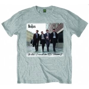 image of The Beatles On Air Grey Mens TShirt: Medium