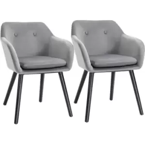 image of 2 Pieces Modern Upholstered Fabric Bucket Seat Dining Room Armchairs Grey - Grey