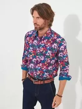Image of Joe Browns Joe Browns Sensational Floral Long Sleeve Shirt - Purple, Purple Size M Men