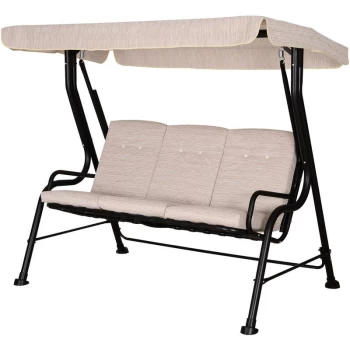 Image of Outsunny - Outdoor 3-person Porch Swing Chair Garden Bench, Beige