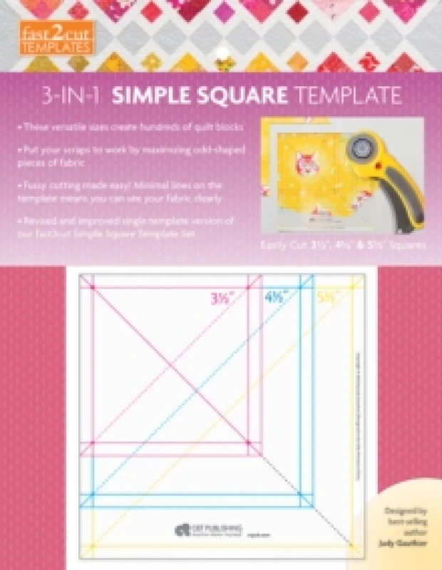 Image of fast2cut 3-in-1 Simple Square Template : Easily Cut 3 1/2 ", 4 1/2 " & 5 1/2 " Squares Paperback / softback