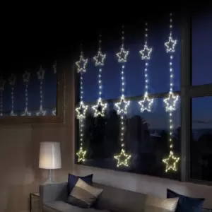Image of 312 Warm White LED Star Curtain Light Clear & Silver Cable