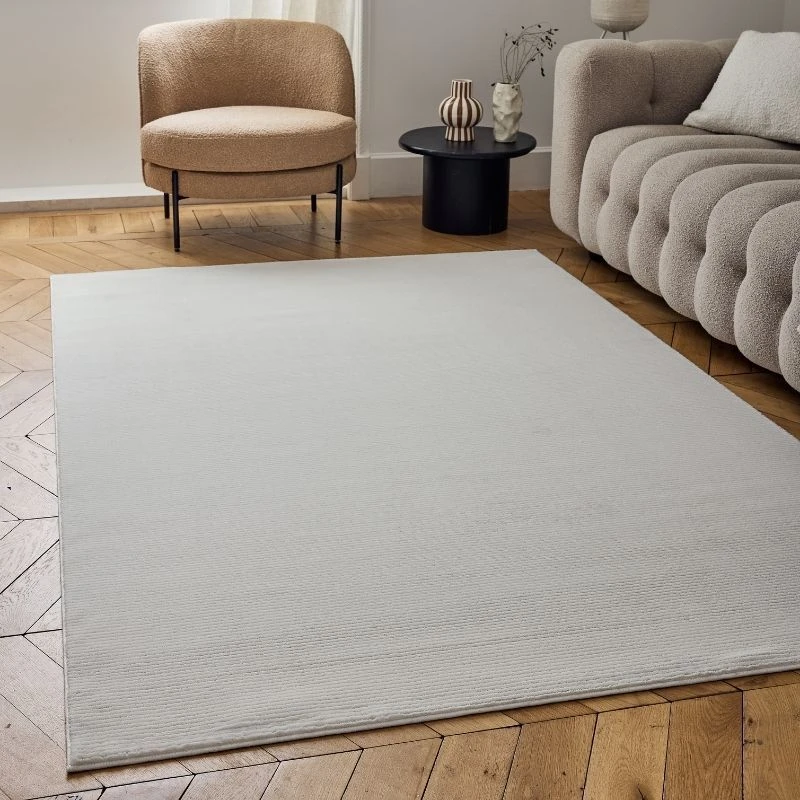Image of THE RUGS Carmel Modern Area Rugs & Runners Striped Design Soft Pile in Cream Size: 80cm x 300cm Cream Unisex 80cm x 300 cm