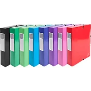 image of Iderama Elasticated Box File A4 60mm, 600gsm, Assorted, Pack of 8