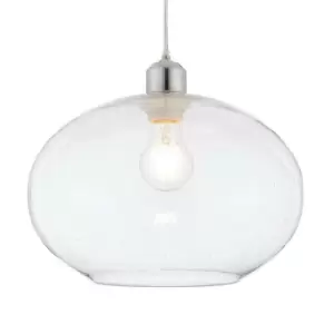 Image of Hanging Ceiling Pendant Light Shade Clear Bubble Glass 300mm Wide Round Bowl