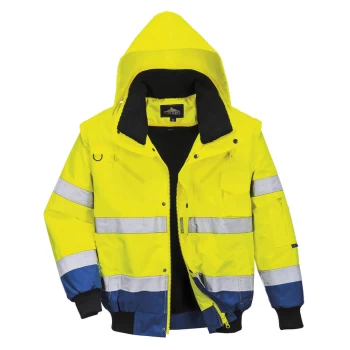 Image of Oxford Weave 300D Class 3 Hi Vis Contrast BomberJacket Yellow / Royal Blue 3XL