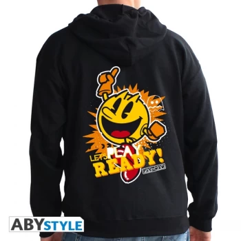 image of Pac-Man - Let's Play Man Mens Large Hoodie - Black