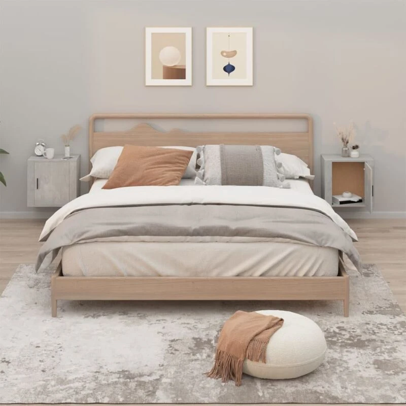 Image of Vidaxl Wall-mounted Bedside Cabinets 2 Pcs Concrete Grey 50X30X47 Cm, Grey 816873