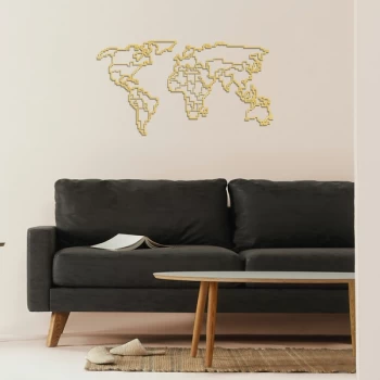 Image of World Map Metal Decor 6 - Gold Gold Decorative Metal Wall Accessory