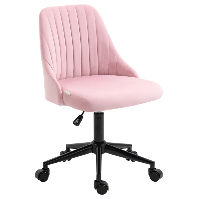 Image of VINSETTO Velvet Office Chair with Adjustable Height and Wheels, Pink Pink