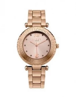 image of Lipsy Lispy Rose Gold Dial Rose Gold Bracelet Ladies Watch, One Colour, Women