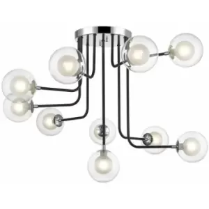 Image of Impex Remy 10 Light Ceiling Light Chrome Black