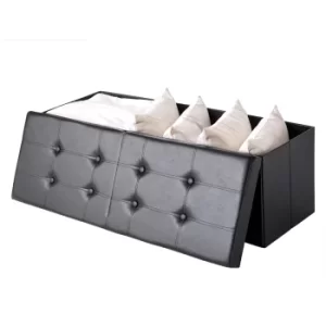 image of Storage Bench Black 80x40x40cm Foldable