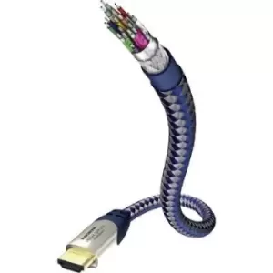Image of Inakustik HDMI Cable HDMI-A plug, HDMI-A plug 10.00 m Silver-blue 0042310 Audio Return Channel, gold plated connectors, with sleeve HDMI cable