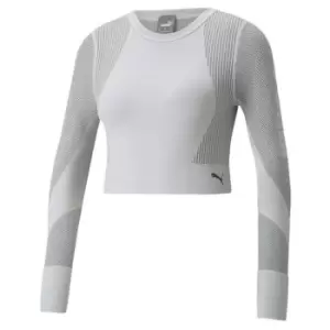 image of Puma Seamless Long Sleeve T Shirt Ladies - Grey