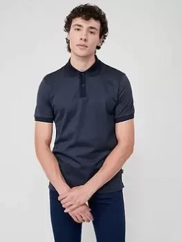 Image of BOSS Phillipson 92 Contrast Collar Polo Shirt - Dark Blue, Dark Blue, Size 2XL, Men
