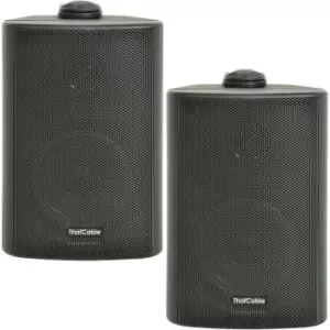 image of (PAIR) 2x 3" 60W Black Outdoor Rated Speakers Wall Mounted HiFi 8Ohm & 100V