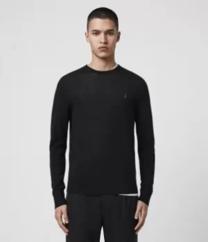 image of AllSaints Mens Mode Merino Crew Jumper, Black, Size: L