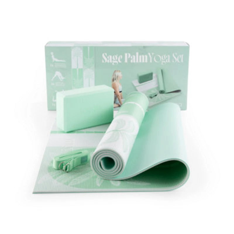 Image of Myga Complete Sage Palm Design Yoga Set For Relaxing Workouts