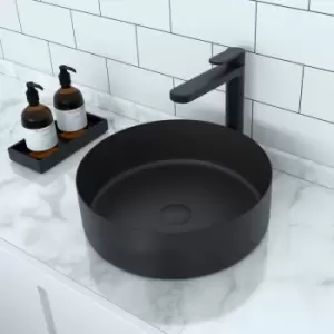 Image of Stainless Steel Black Round Countertop Basin 400mm - Zorah