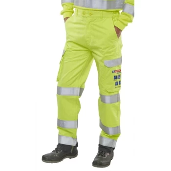 Image of Arc Flash Hi Viz Trousers Saturn Yellow/Navy - Size 30T