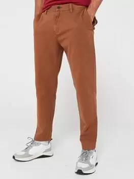 Image of HUGO Zeebo233d Chino Trouser, Brown, Size 34, Inside Leg Regular, Men