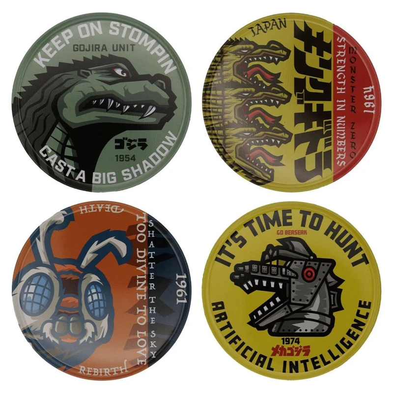 Image of Godzilla Godzilla Set of 4 Printed Coasters Multi unisex