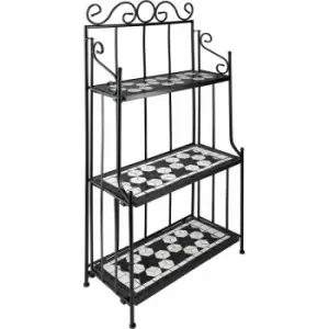 Image of Plant stand mosaic 3 levels - outdoor plant stand, pot stand, plant shelf - black/white - black/white