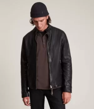 Image of AllSaints Cora Leather Jacket, Black, Mens, Size: L